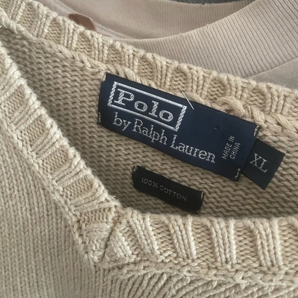 POLO BY RALPH LAUREN COTTON TAN V-NECK SWEATER VEST ADULT XL - Picture 3 of 3